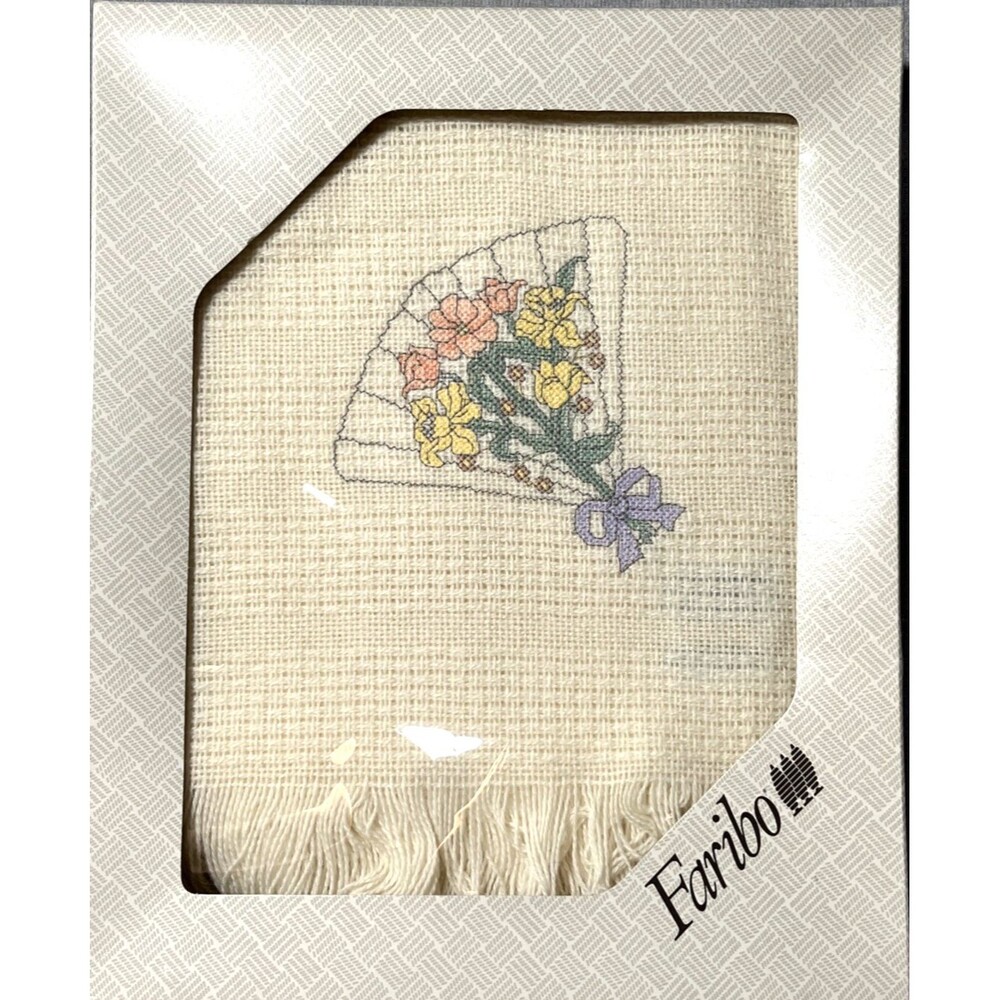 Vtg Faribo Wool Plus Thermal Afghan Throw Blanket New in Box Embroidered 50x60